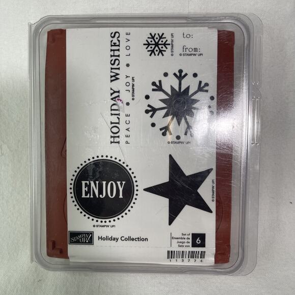 Stampin Up Holiday Collection Wood Rubber Stamp Set of 6 Unmounted Holiday NEW - Picture 1 of 4
